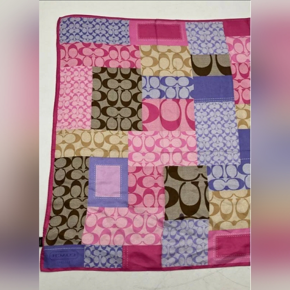 NEW Coach Designer Women's Signature C Multi-Color Bandana Scarf Wrap NWT - Picture 5 of 9